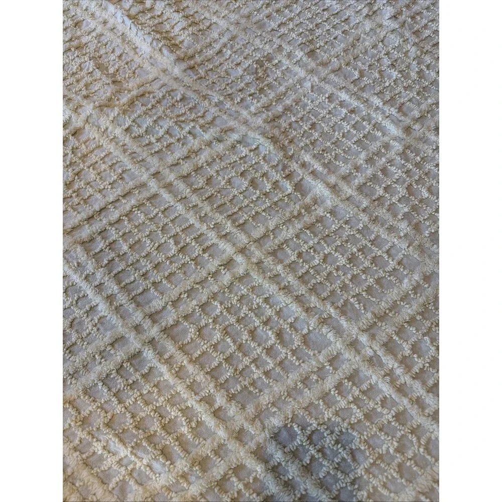 Vtg Cabin Crafts Needletuft Original Chenille Twin Bedspread 80X108 Lt Yellow